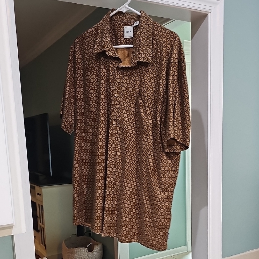 Men's Brown Patterned Casual Button Down Shirt